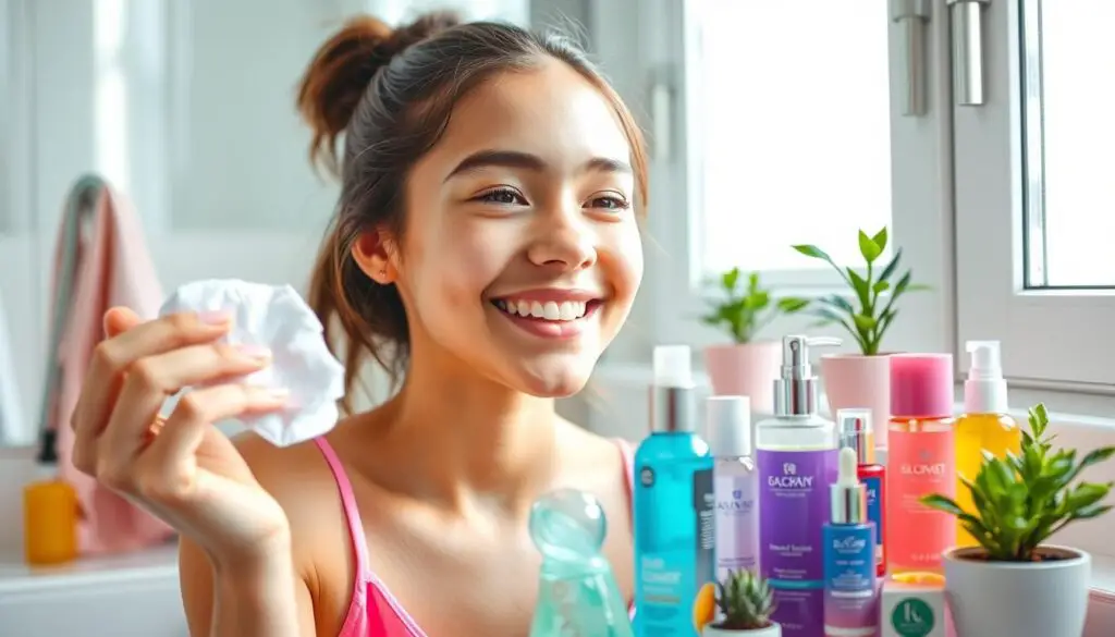 Teenage Skincare Toner Application